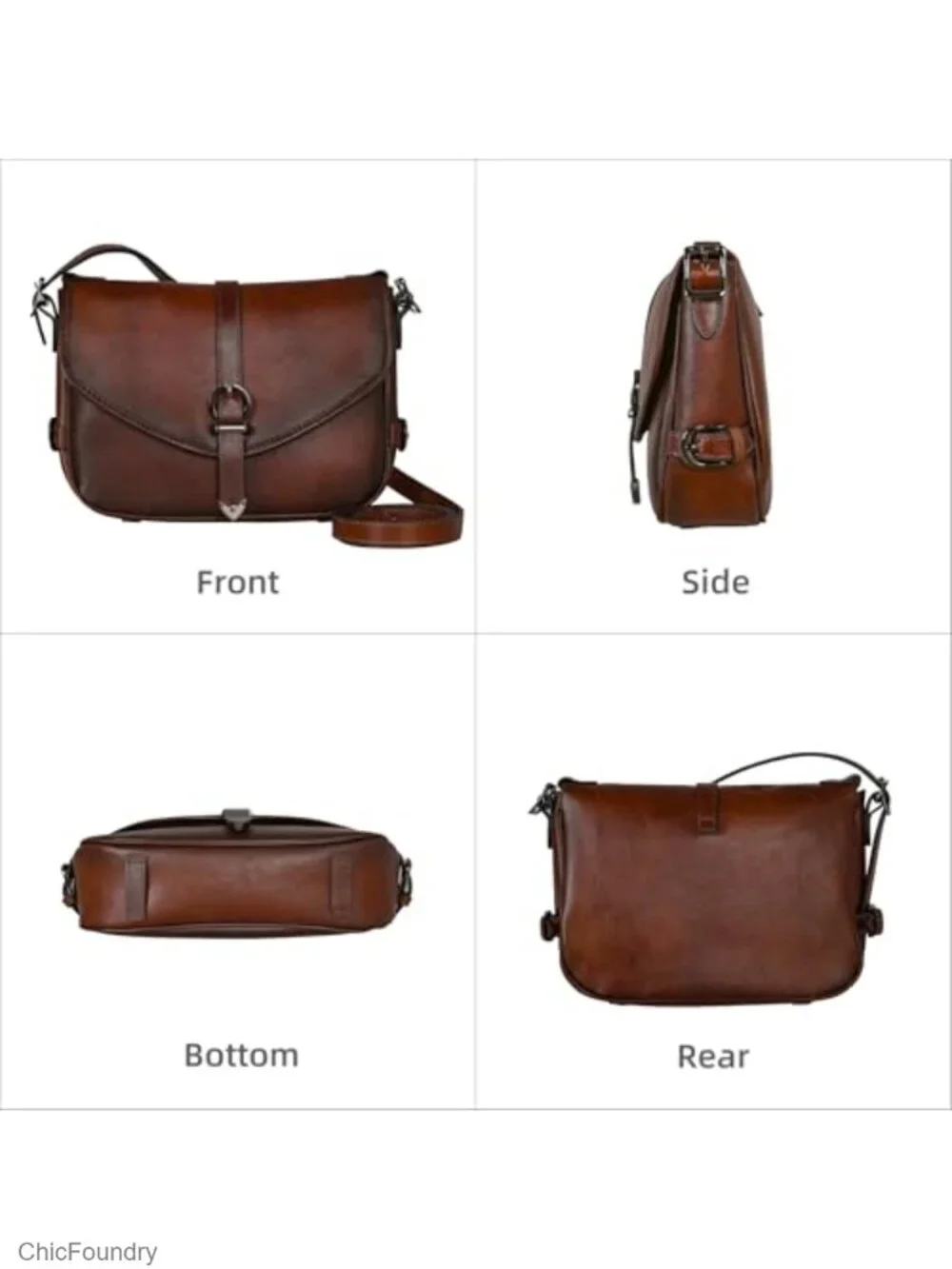 Genuine Leather Crossbody Bag Medium Satchel Purse Adjustable Strap Travel